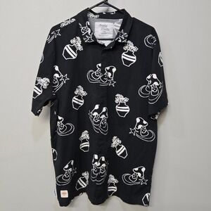 Globe Bootleg Dreams Casual Skater Shirt Men XL Black Mushroom Flower Streetwear